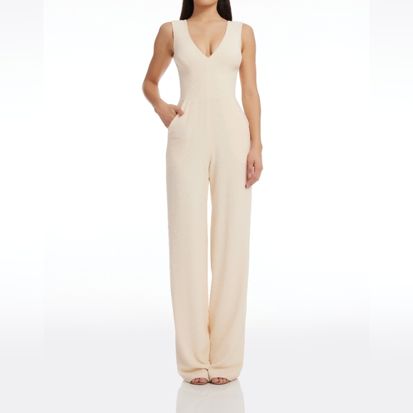 Dress the Population Pants - Dress the Population Sandra Sleeveless Wide Leg Crepe Jumpsuit